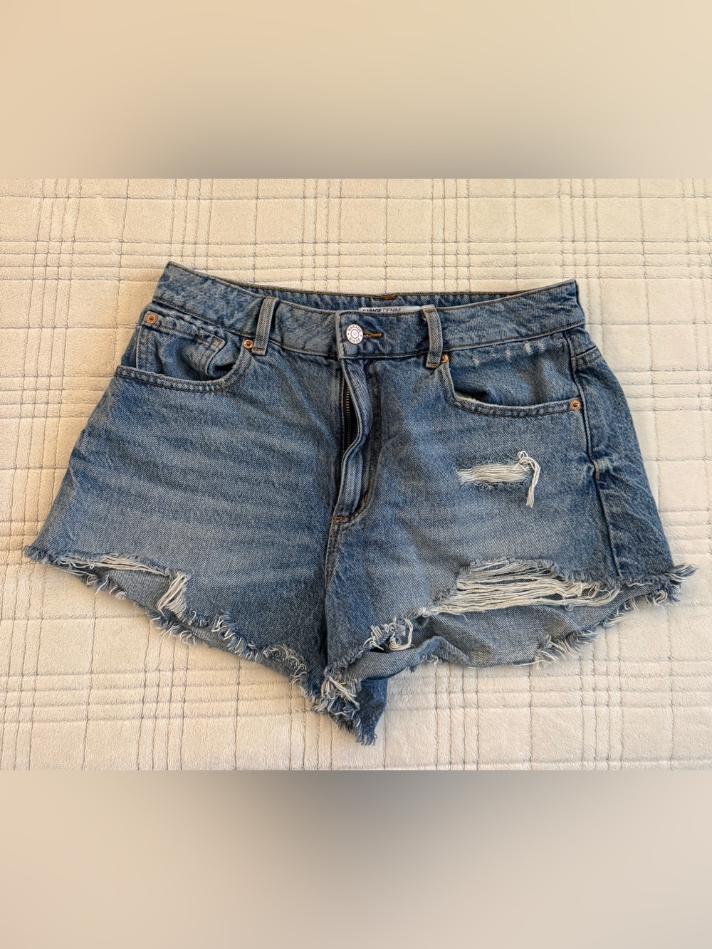 Garage Distressed Jean Shorts in Blue